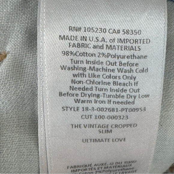 Current/Elliott Womens Size 26 The Vintage Cropped Slim Jeans Raw Hem Distressed - Picture 4 of 7